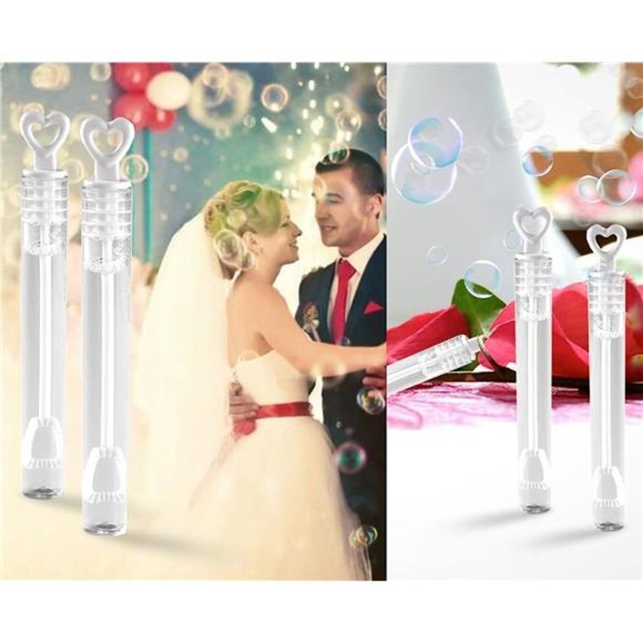 40 Pack Mini Heart Bubble Wands – Great Wand Bubbles Party Favors for Weddings - Picture 5 of 6